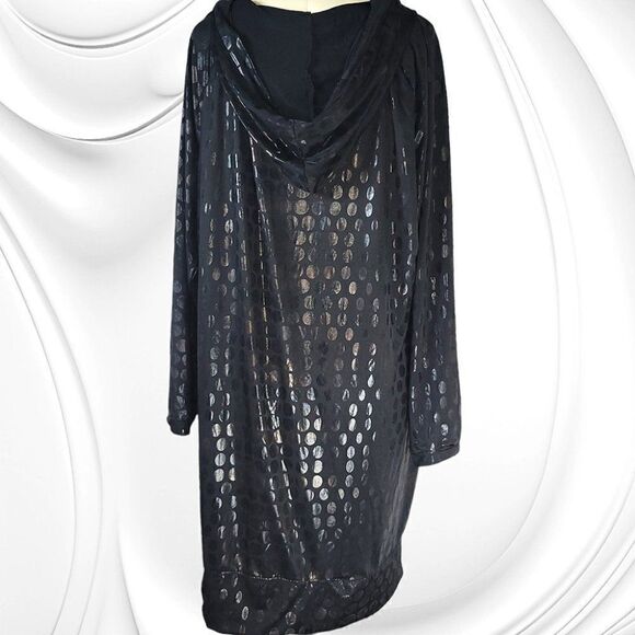 Apple Bottom black opalescent circles deconstructed hooded dress - Picture 3 of 8